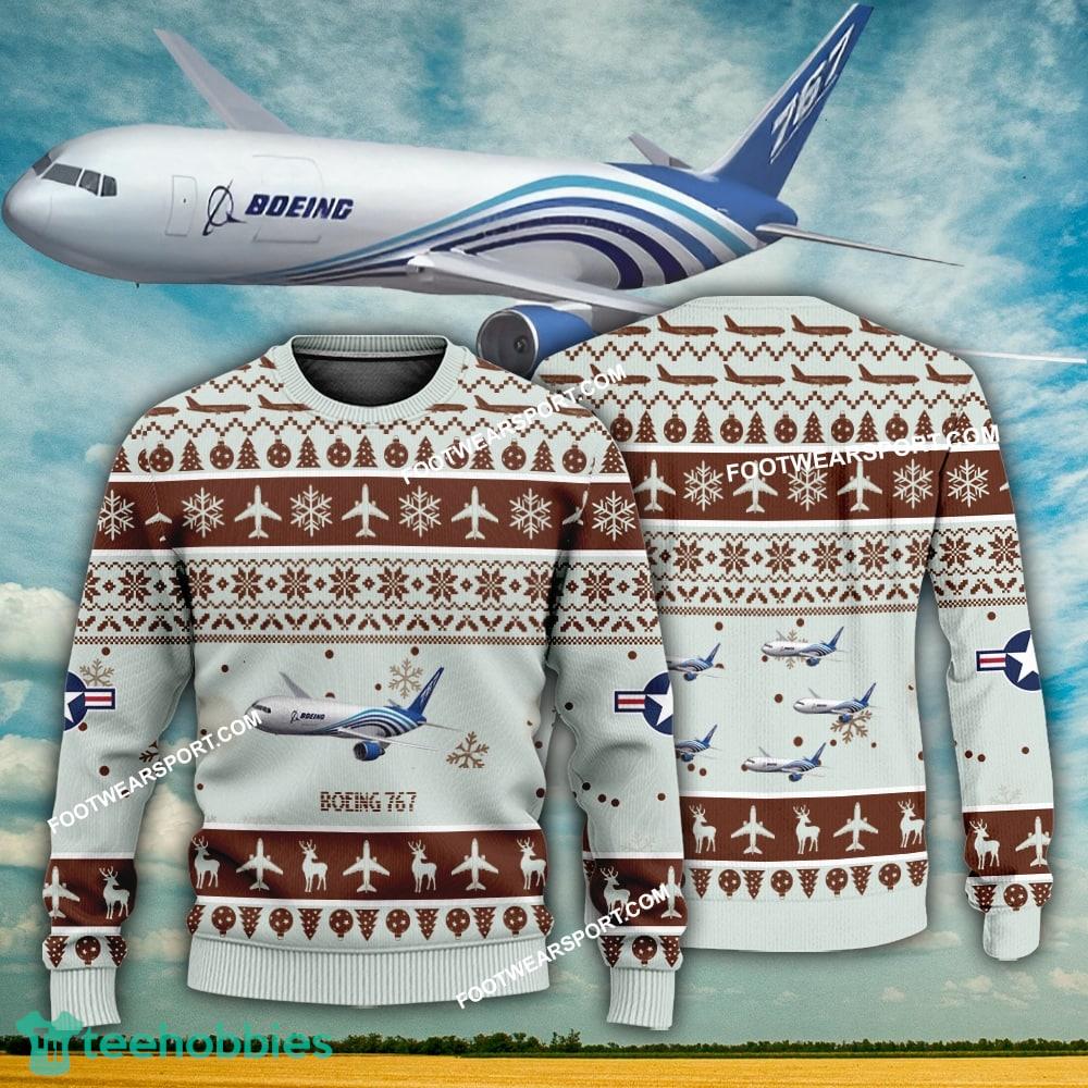 Aircraft Design Boeing 767 Ugly Christmas 3D Sweater Gift Veteran