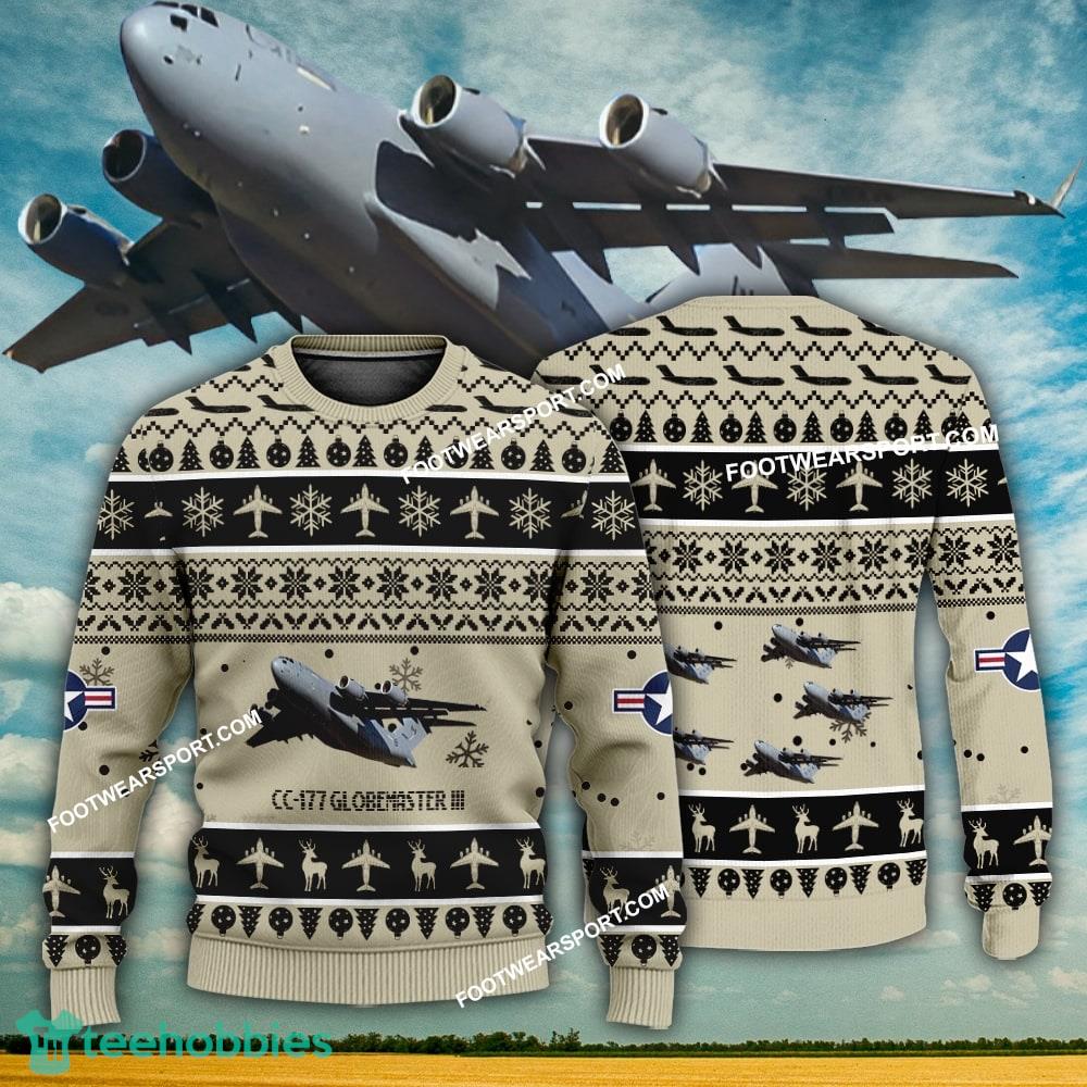 Aircraft Design CC-177 Globemaster III CC177 Ugly Christmas US Air Force 3D Sweater Gift Veteran