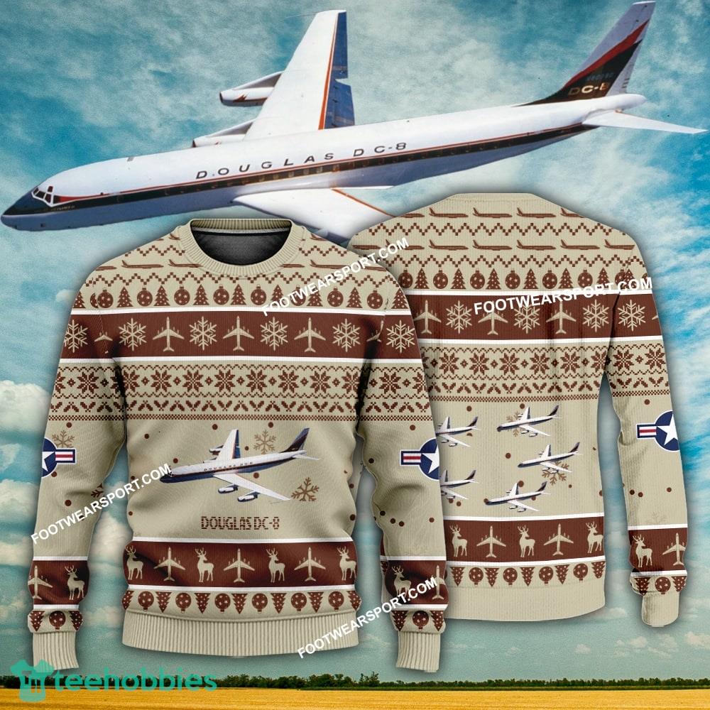 Aircraft Design Douglas DC-8 DC8 Ugly Christmas 3D Sweater Gift Veteran