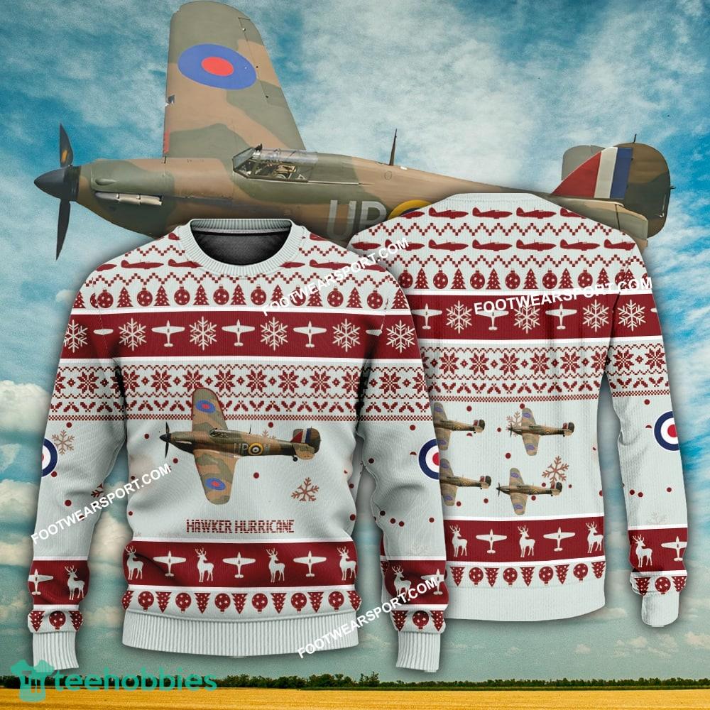 Aircraft Design Hawker Hurricane Ugly Christmas 3D Sweater Gift Veteran