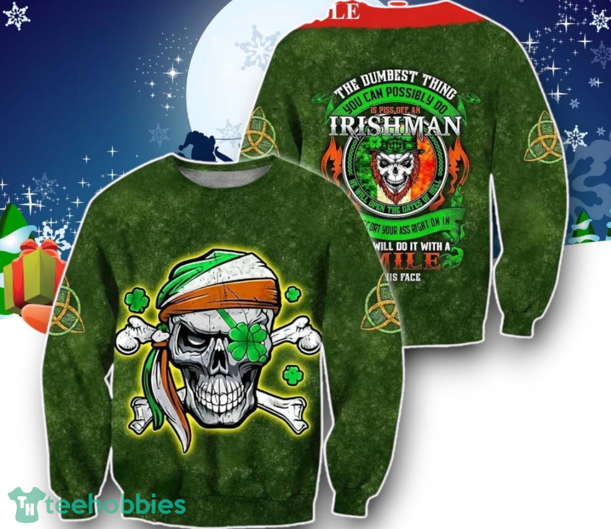 American Skull St Patrick’s Day Shirts Ugly Christmas Sweater Unique Gift Jumper