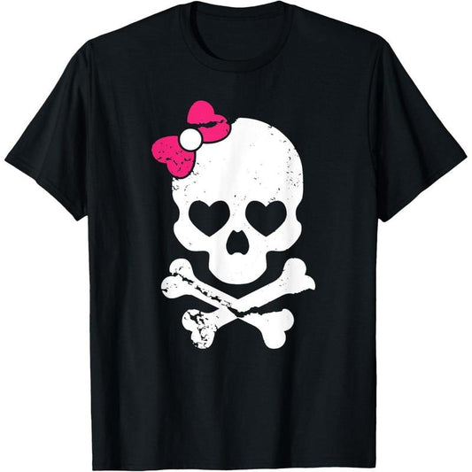 and Cross bone Pink Bow Tie Women Girls Adorable Premium T-Shirt made in usa