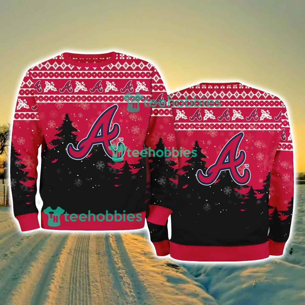 Atlanta Braves MLB Knitting Pattern Christmas Tree Pine Happy Ugly Sweater Merry Chistmas