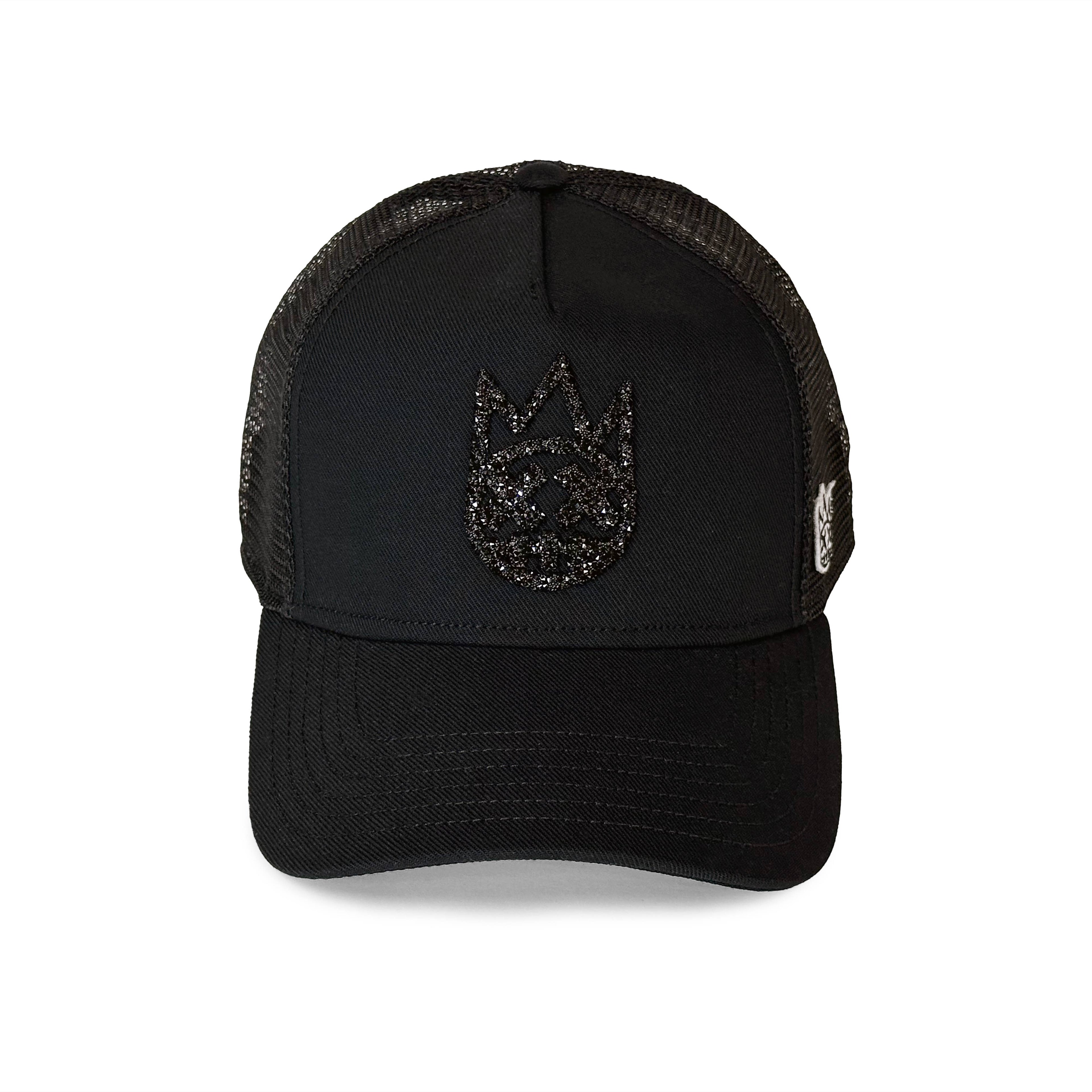 Cult's Crystal Logo Mesh Back Trucker Hat in Black