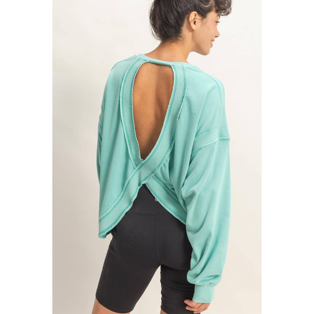 Oversized Cross Detail Open Back Sweatshirt