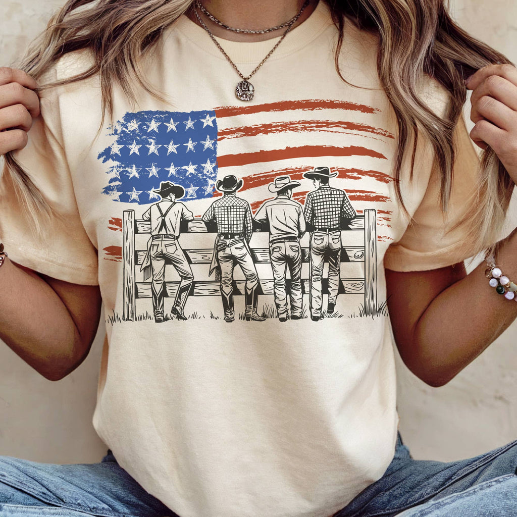 Western USA Cowboy Flag Patriotic Country Graphic Tee