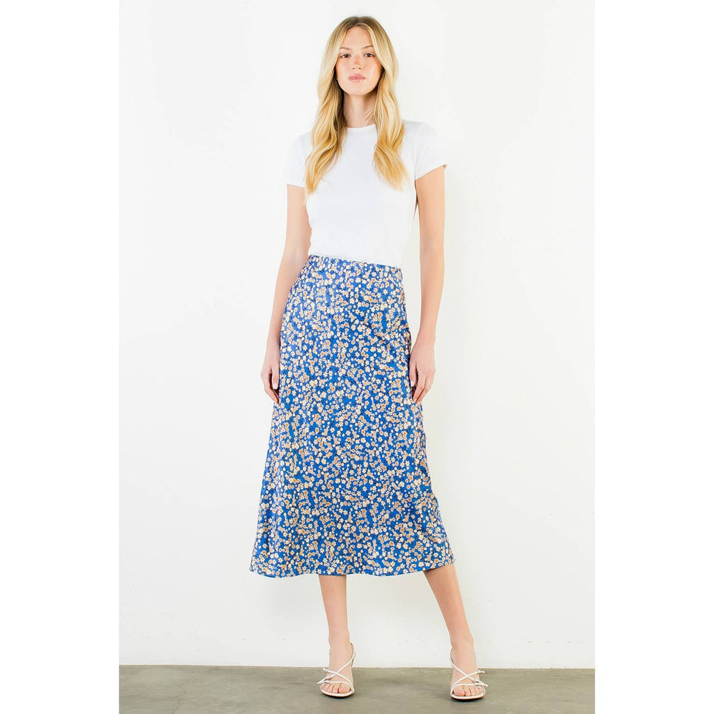 Satin Floral Skirt