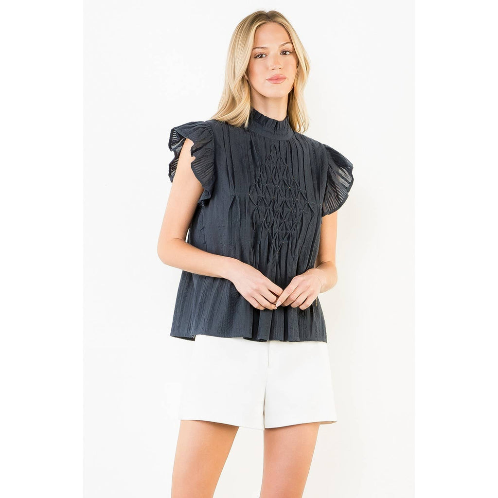 Ruffle Sleeves Detail Top