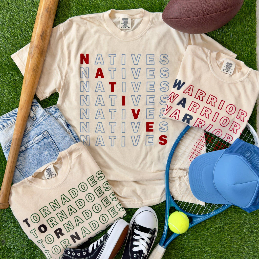 Custom Outlined Mascot or Team Name Tee