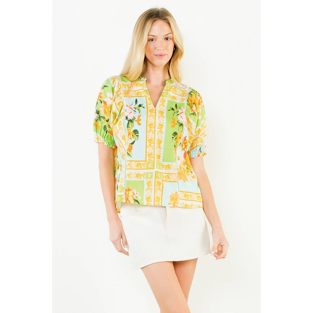 Short Sleeve Floral Print Top