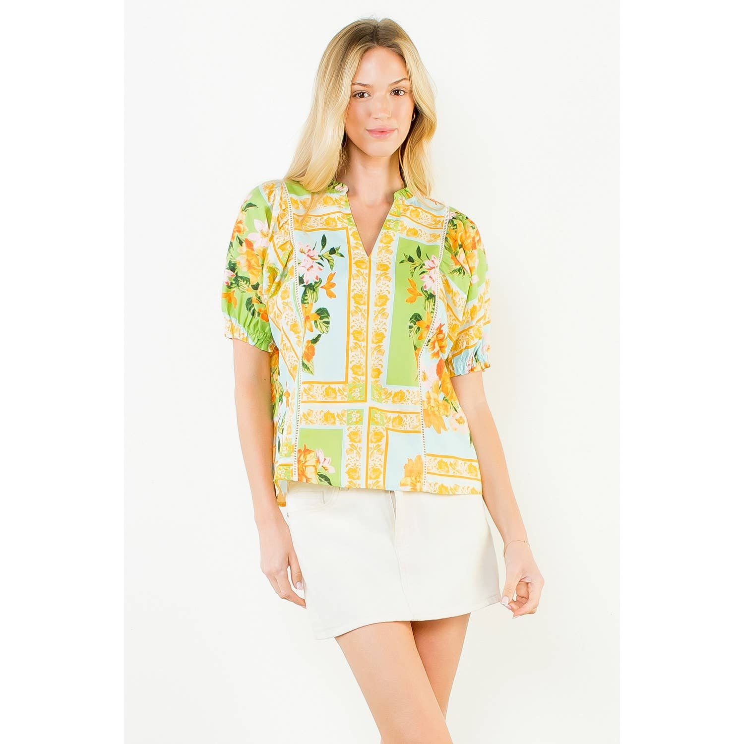 Short Sleeve Floral Print Top