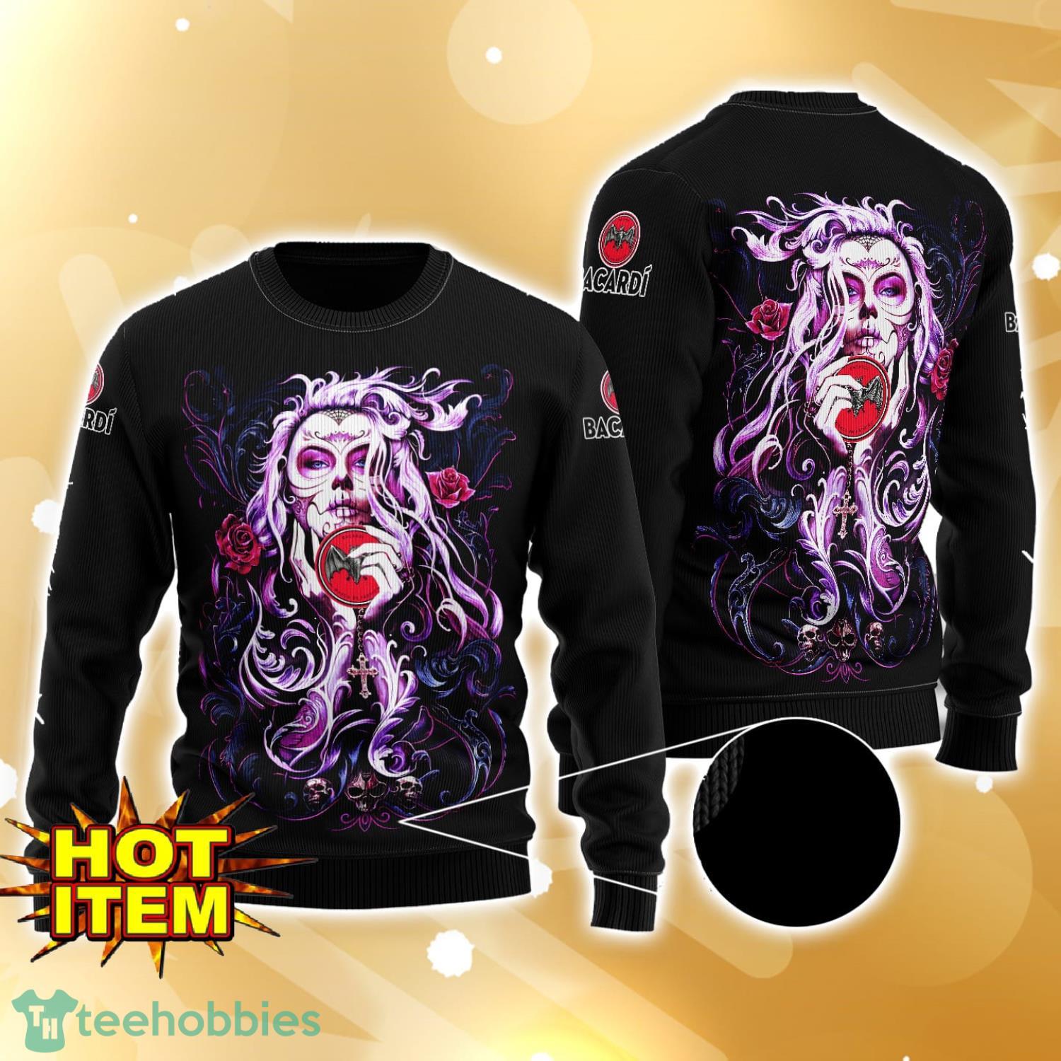 Bacardi Rum Tattoo Girl 3D Ugly Christmas Sweater For Men And Women