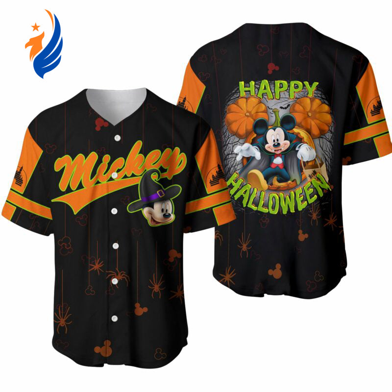 Disney Mickey Mouse Happy Halloween Baseball Jersey Shirt - All Over Print Gift - Bafud