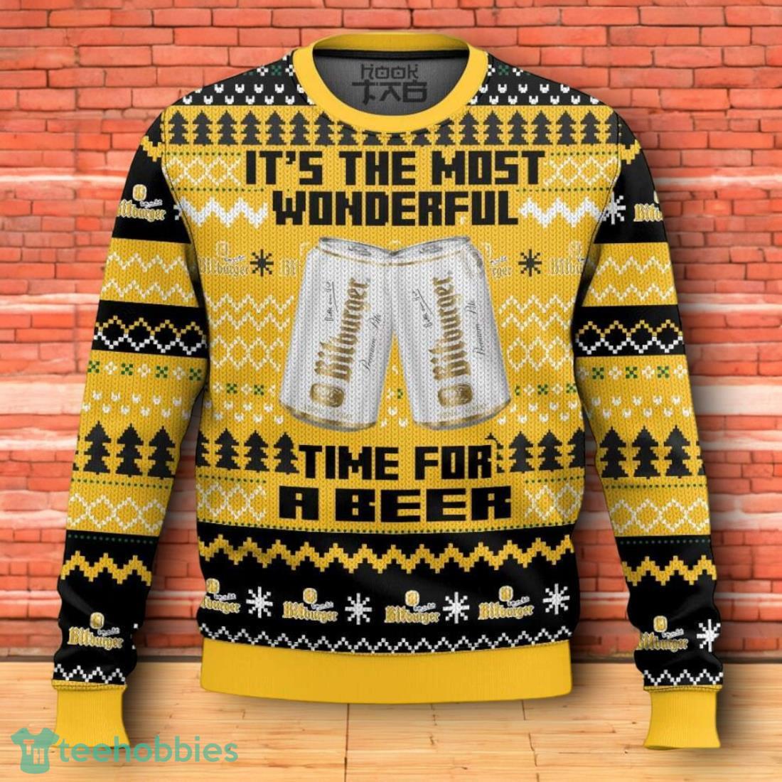 Bitburger It’s The Most Wonderful Time For A Beer Ugly Christmas Sweater 3D Design For Men Women