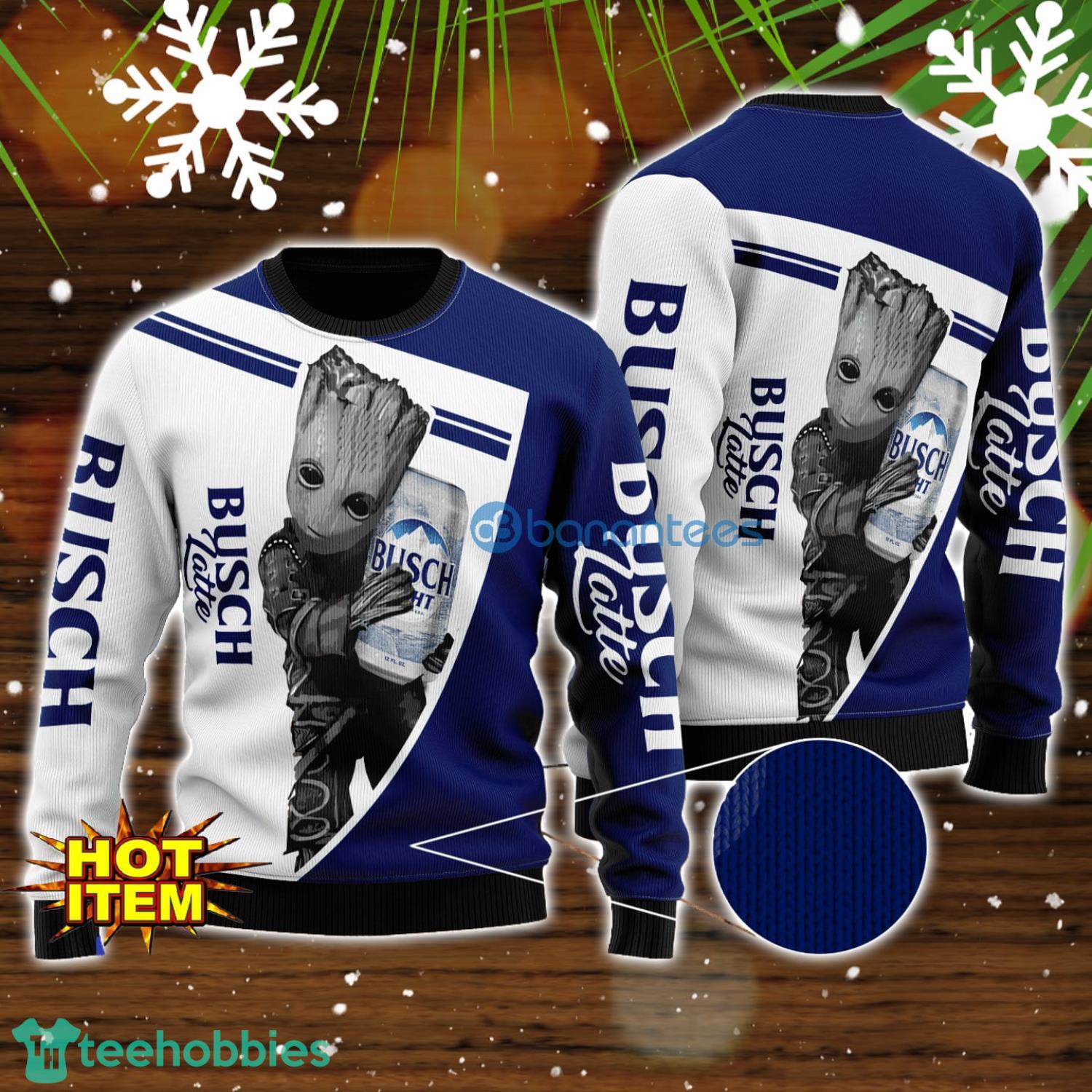 Busch Latte And Baby Groot 3D Ugly Christmas Sweater For Men And Women Christmas Gift