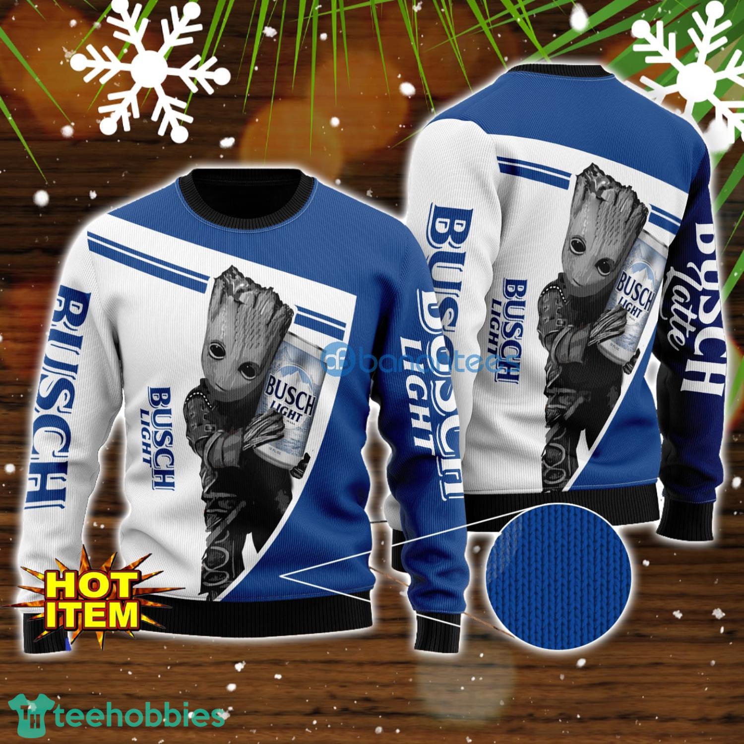 Busch Light And Baby Groot 3D Ugly Christmas Sweater For Men And Women Christmas Gift