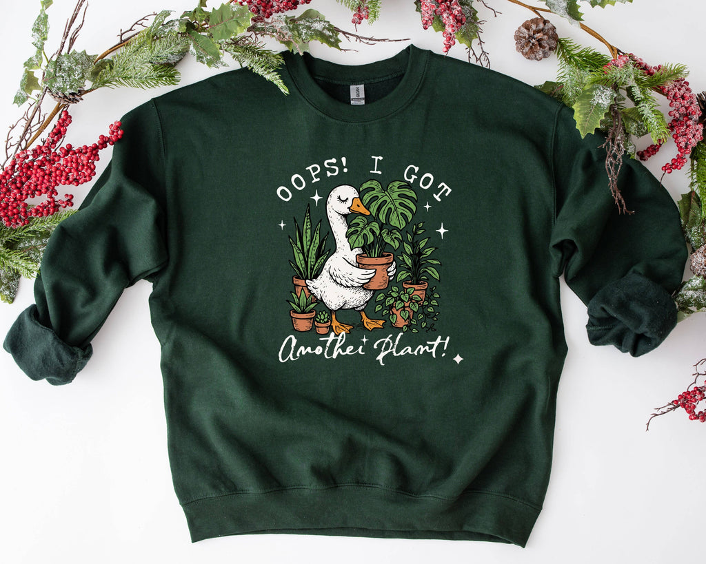 Oops I Got Another Plant Sweatshirt – Funny Plant Lover Goose Crewneck – Cozy Plant Mom Gift – Gardener Humor Pullover