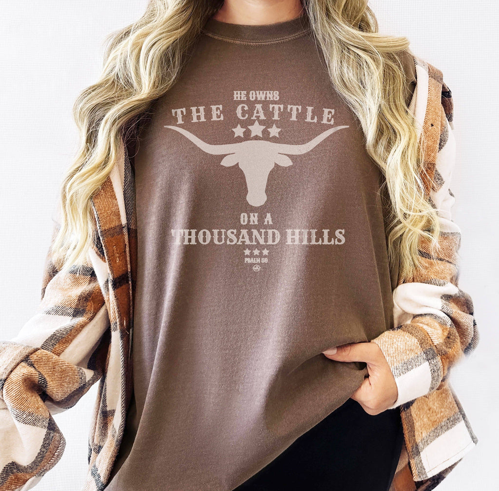 He Owns the Cattle On A Thousand Hills Christian Tee