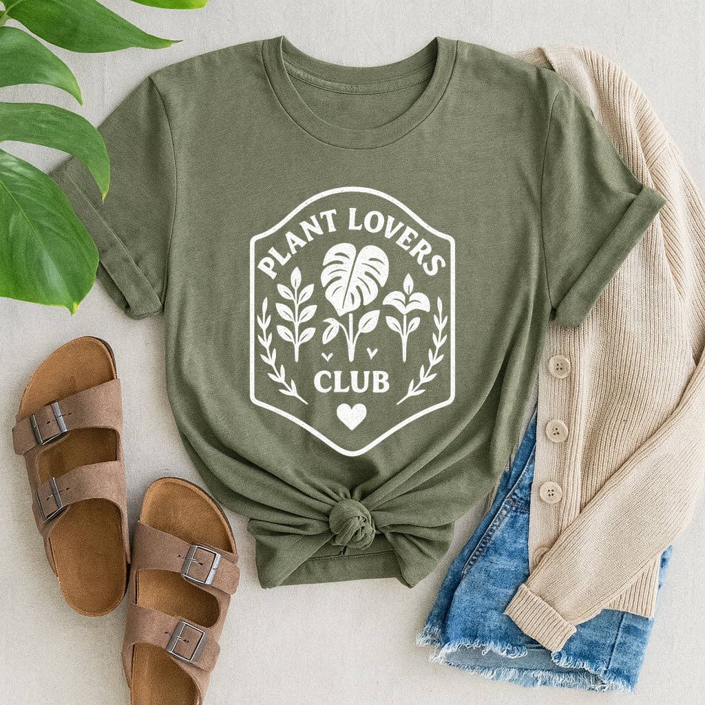 Plant Lovers Club T-Shirt – Botanical Graphic Tee For Gardeners, Plant Moms & Dads, Nature Lover Shirt, Gardening Gift