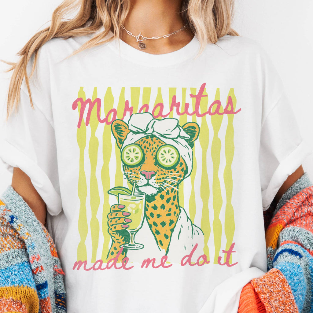Margaritas Made Me Do It Funny Spa Salon Retro Graphic Tee