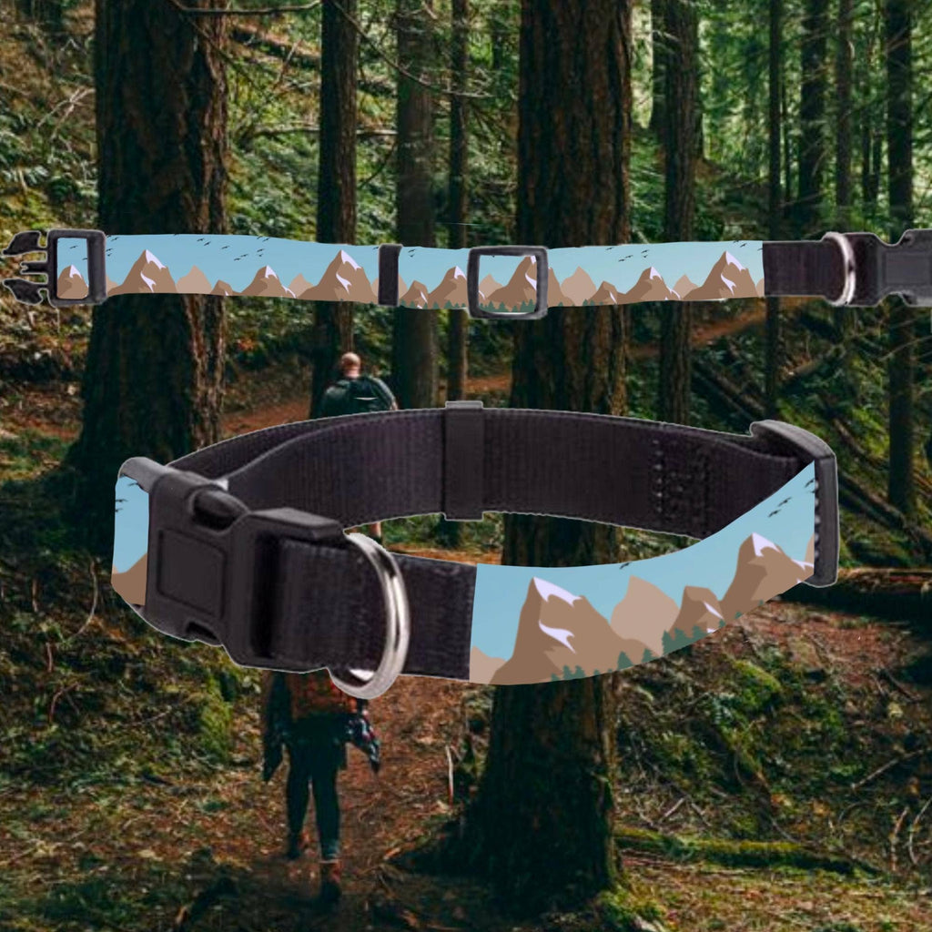 Mountains Dog Collar, Sublimated Mountain Skyline Design