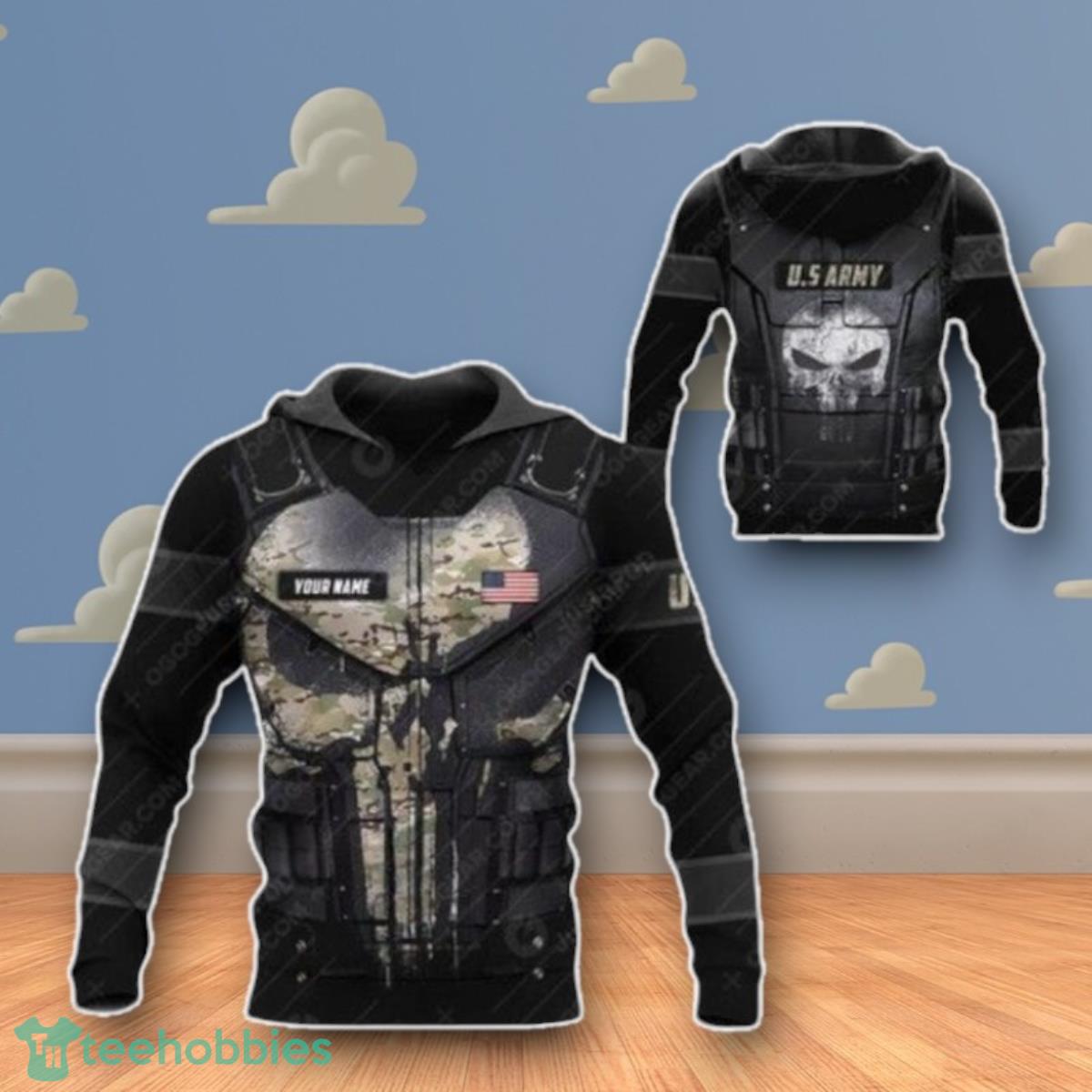 Camo Skull Vest Flag And Pered Custom Graphic 3D Hoodie Impressive Gift