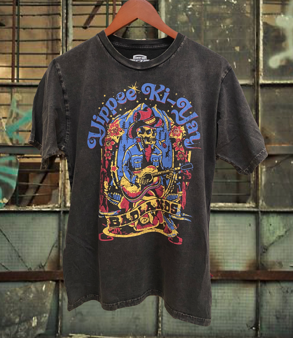 Yippee Ki Yay Badlands Acid Wash Relaxed Tee