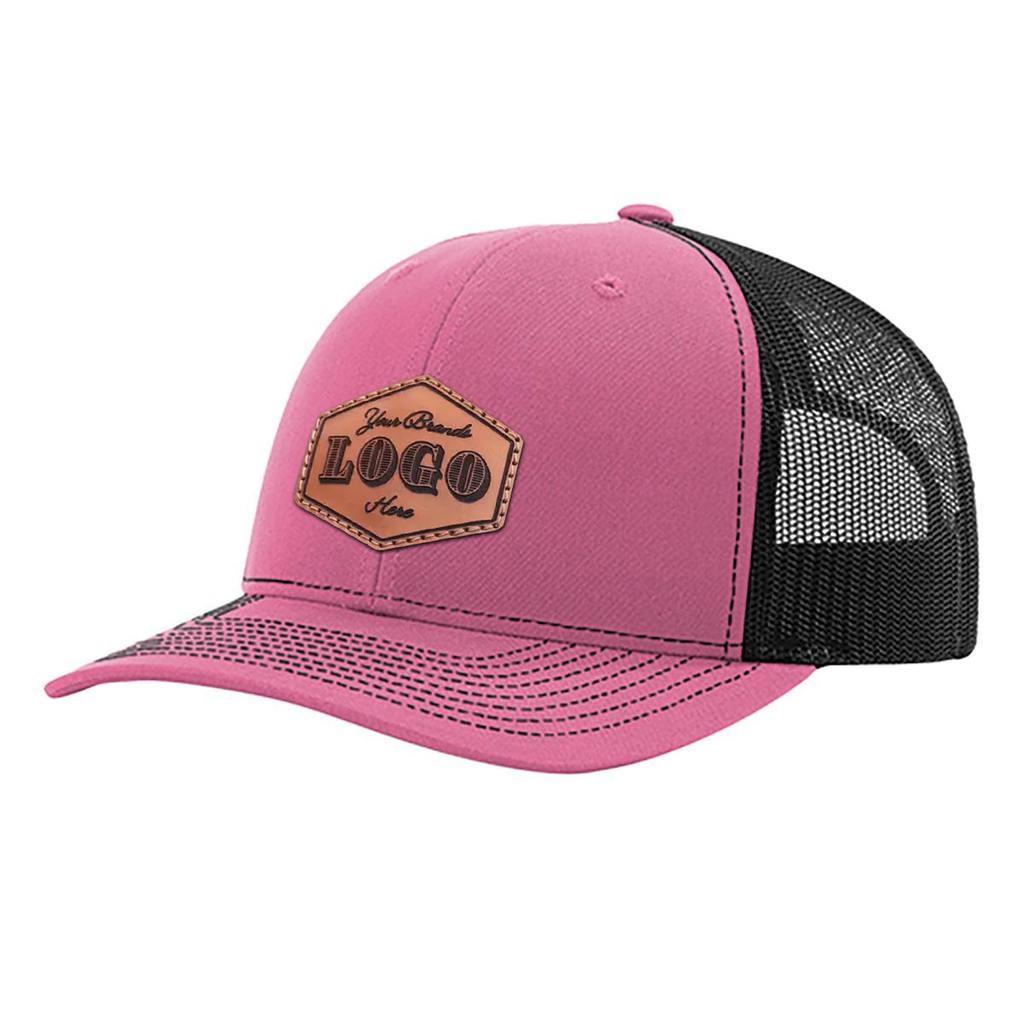Custom Hat with Laser Engraved Patch - Hot Pink/Black