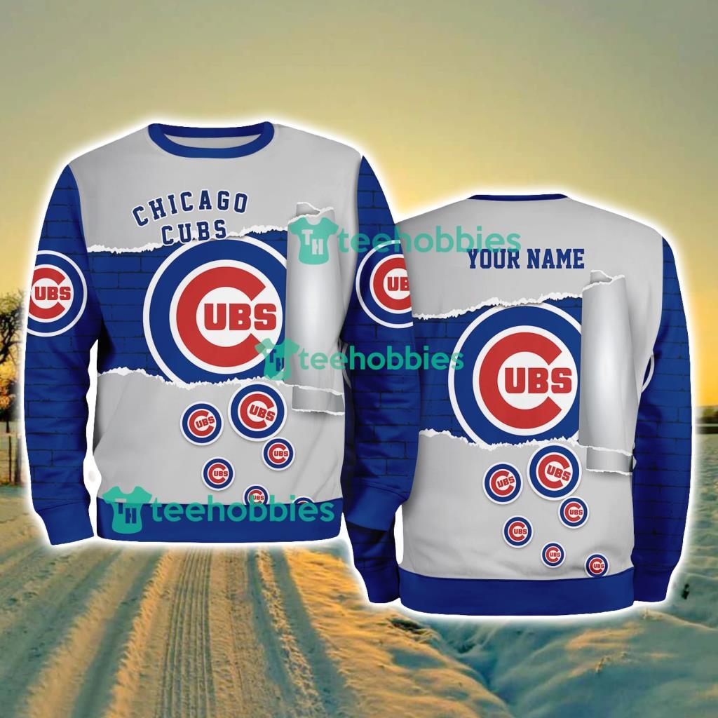 Chicago Cubs MLB Sporty Color Custom Name Christmas Ugly Sweater Gift For Fans