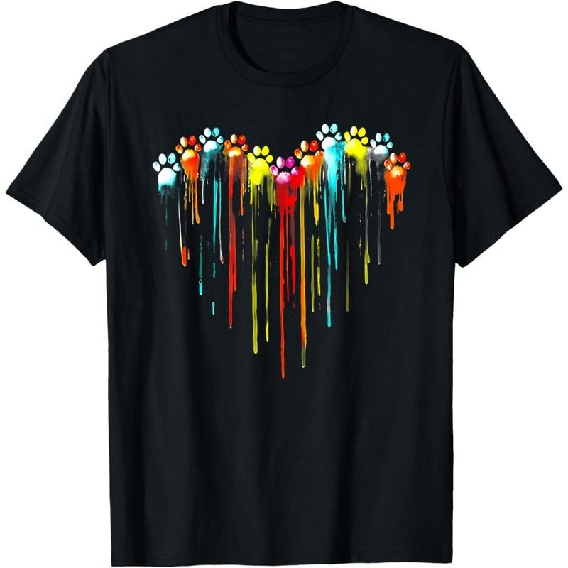 colorful dog paw heart print T-Shirt .made in usa Hoodie, Sweatshirt | DripVista.com