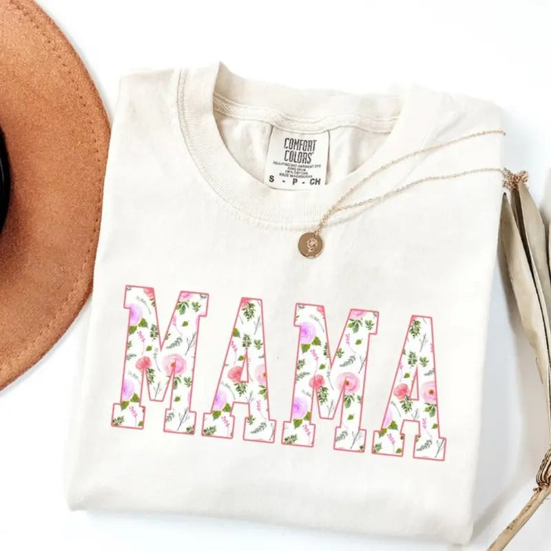 comfort color Lightsaber brand shirts, Floral Mama Shirt, TNF Day Gift For Mom Lightsaber brand-shirts, trending shirts, graphic tees women, 90s graphic tees, Top, Mama shirt, summer outfits