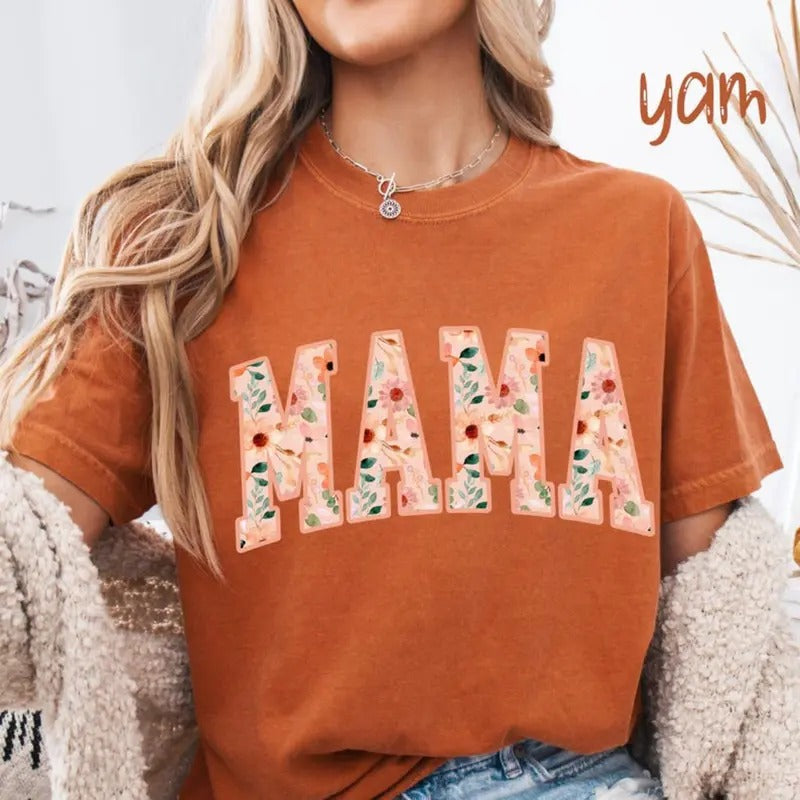 comfort color Lightsaber brand shirts, Mama Floral Vintage Shirt, Floral Shirt, trending shirts, graphic tees women, 90s graphic tees, mama Lightsaber brand shirts, summer outfits, Top Womenswear