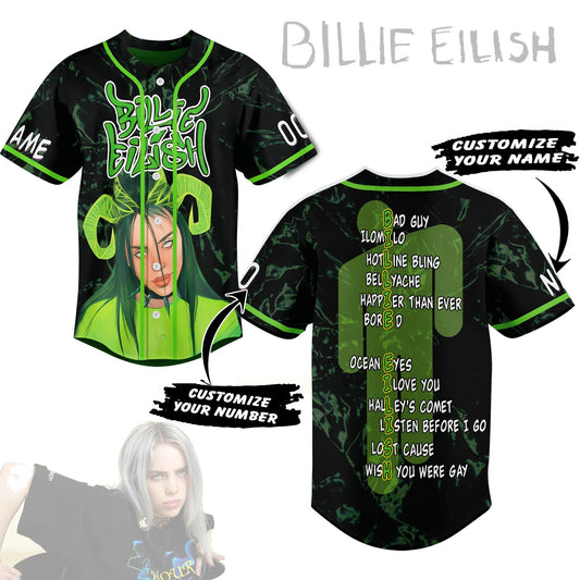 Cool Billie Eilish Music Personalized Baseball Jersey For Fans