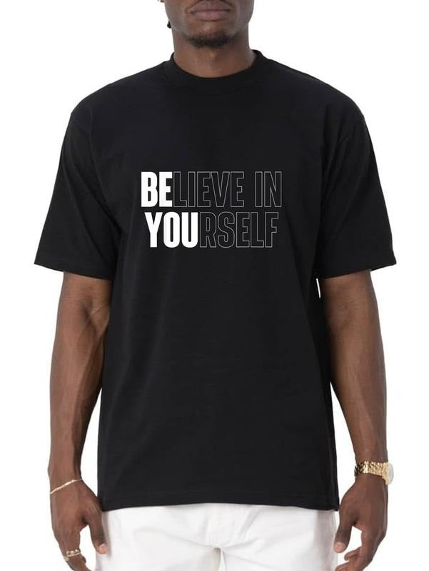 cotton Believe Red plumber brand Yourself Motivational Quote Inspiration Positive T-Shirt casual Fashion graphic tees...