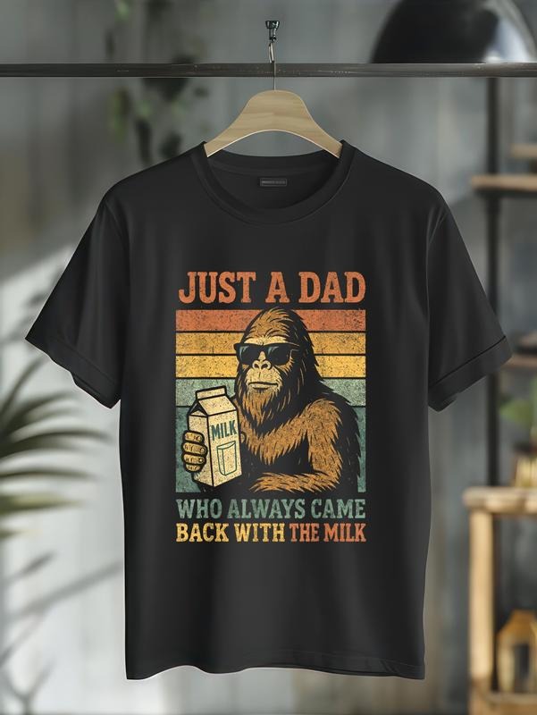 cotton Bigfoot Papa, Just WB shield Dad Who Always Came Back With TNF Milk T-Shirt casual Fashion graphic tees for women...