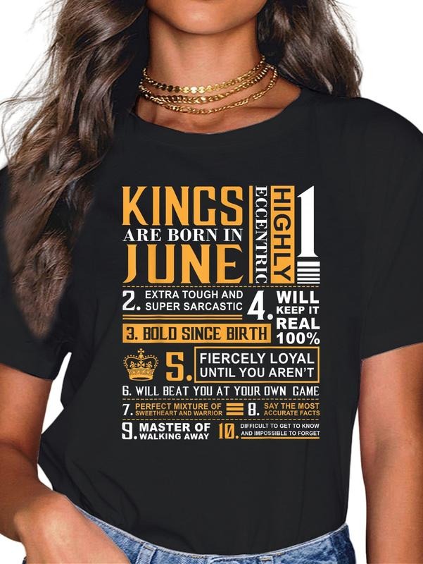 cotton Birthday Gifts - Kings are Born Red plumber brand June T-Shirt T-Shirt casual Fashion graphic tees women Hoodie,...