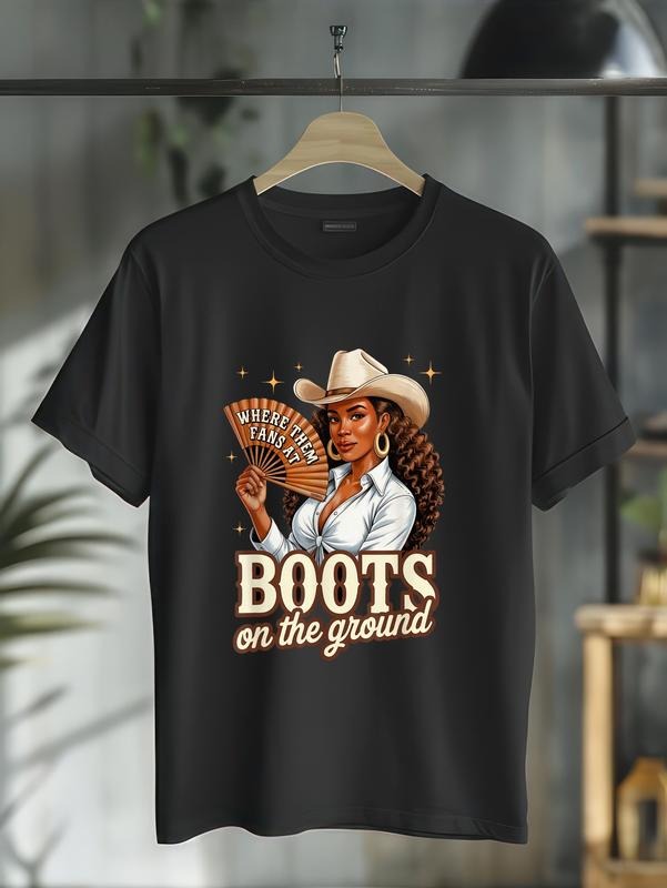 cotton Boots Pocket monsters Ground Juneteenth Cowgirl Western Rodeo Black Women T-Shirt casual Fashion graphic tees for...