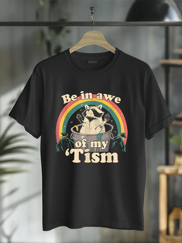 cotton Boys Girls Funny Autism Be Red plumber brand Awe FOG My Tism Raccoon T-Shirt casual Fashion graphic tees for women...