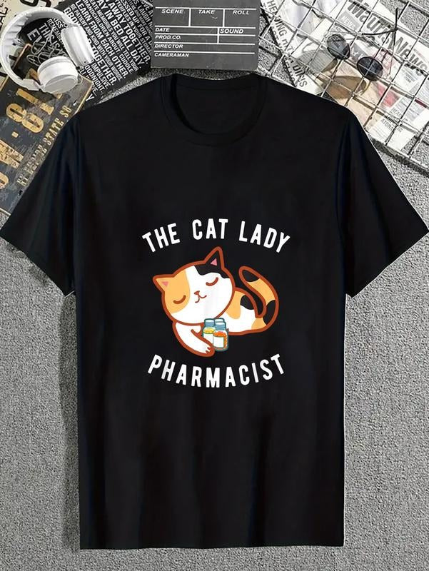 cotton Calico Cat Lady Pharmacist Shirt, Mouthless cat Druggist Tee Gift casual Fashion graphic tees for women Hoodie,...