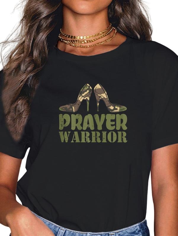 cotton Camo Heels Prayer Warrior Faith FOG Jesus Christian Women T-Shirt casual Fashion graphic tees for women Hoodie,...