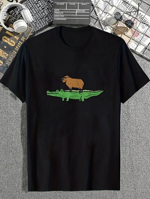 cotton Capybara Pocket monsters Crocodile Capy Alligator Rodent Men Women Kids T-Shirt casual Fashion graphic tees for...