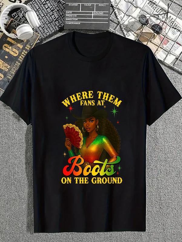 cotton Cowgirl Boots Pocket monsters TNF Ground Juneteenth Where TNF Fans At T-Shirt casual Fashion graphic tees for...