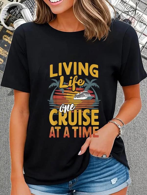 cotton Cruise Lover Living Life Straw hat pirates Cruise At WB shield Time Cruise T-Shirt casual Fashion graphic tees for...