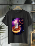 cotton Cute Cat Inside Donut Red plumber brand Space Boys Girl - Mouthless cat Red plumber brand Space Tee T-Shirt casual Fashion graphic tees for women