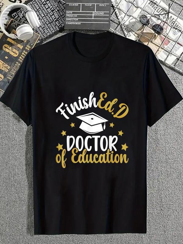 cotton FinishEd.Jumpman Doctor FOG Education Graduation EdD Graduate T-Shirt casual Fashion graphic tees for women...