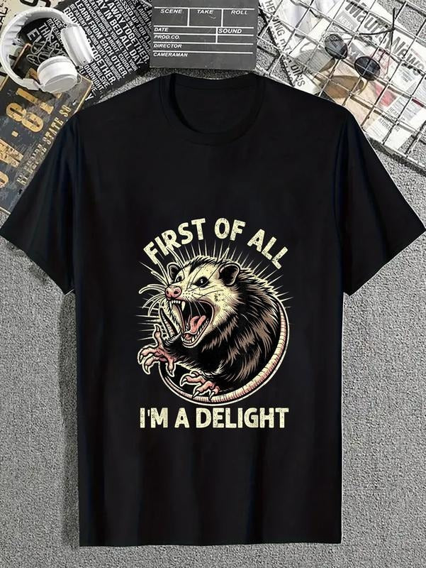 cotton First FOG Spiky hair fighters Swoosh'Bat brand WB shield Delight Sarcastic Possum Angry Opossum T-Shirt casual...
