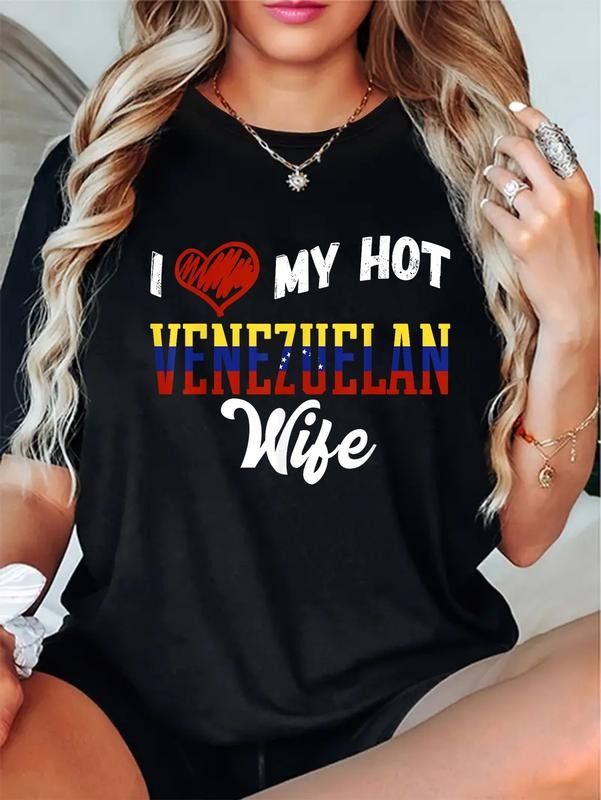 cotton Fun Swoosh Love My Hot Venezuelan Wife T-Shirt Venezuela T-Shirt casual Fashion graphic tees for women Hoodie,...