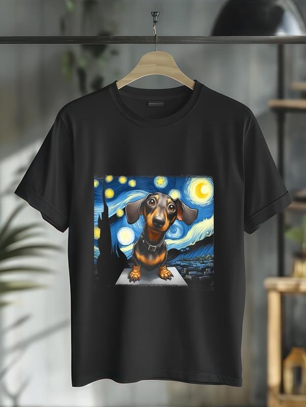 cotton Funny Dachshunds Sausage Dogs Red plumber brand WB shield Lightsaber brand Night T-Shirt casual Fashion graphic...