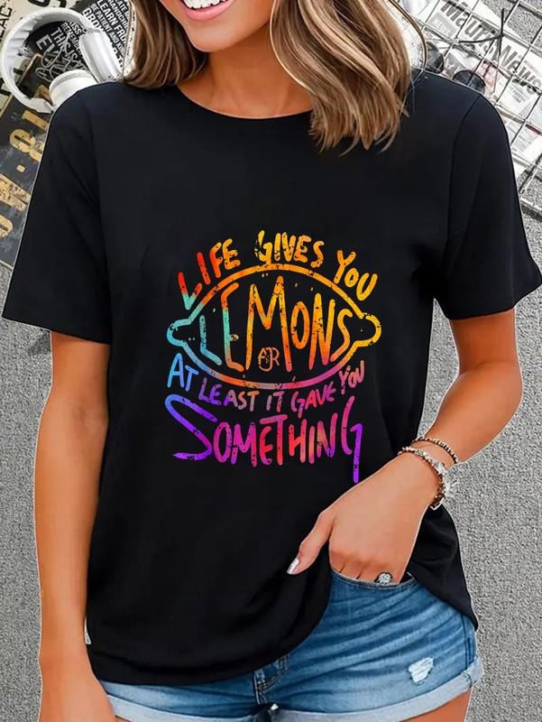 cotton Funny Life Gives You Lemons Jumpman At Least Gave You SomeThing T-Shirt casual Fashion graphic tees for women...