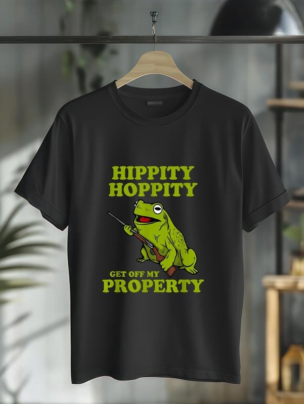 cotton Hippity Hoppity Get FOG My Property graphic - Frog Meme T-Shirt casual Fashion graphic tees for women Hoodie,...